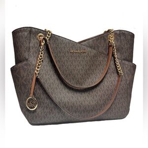 Michael Kors Jet Set Chain Brown Large Shoulder Tote